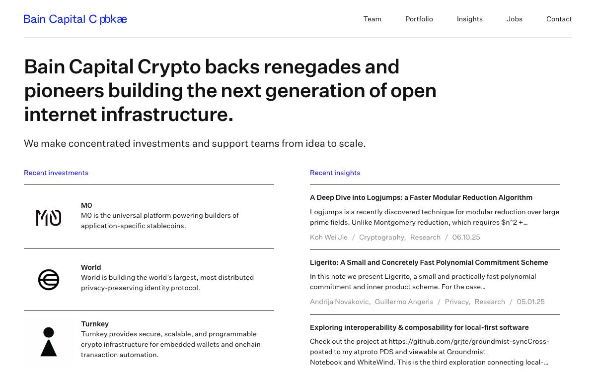 Bain Capital Crypto website preview