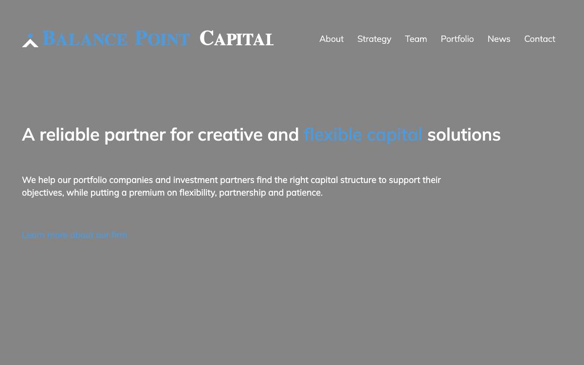 Balance Point Capital Partners website preview