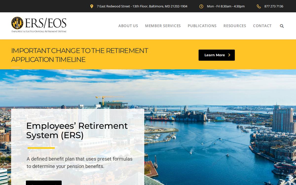 Baltimore City Employees' Retirement System website preview