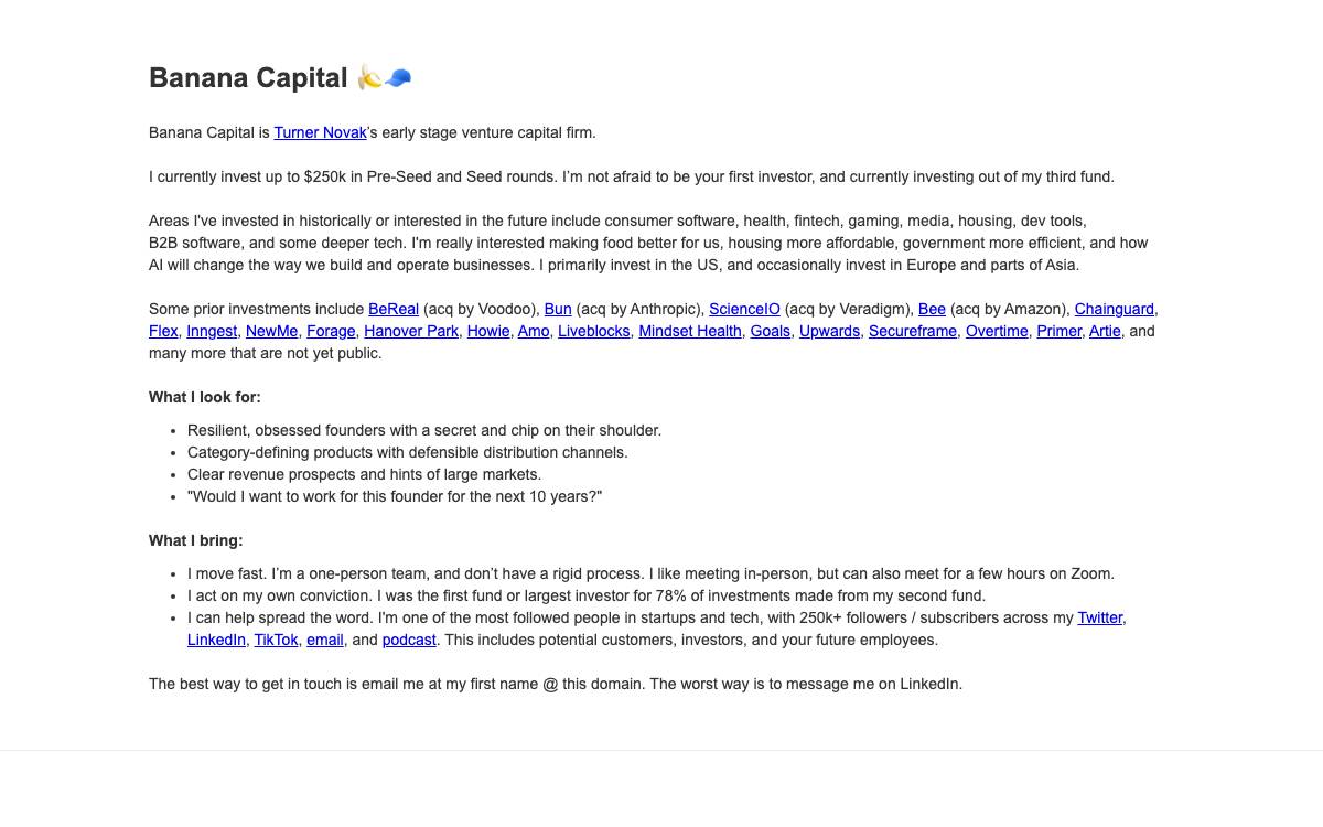 Banana Capital website preview