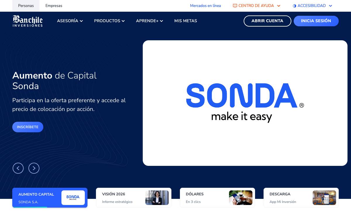 Banchile Inversiones / Private Capital website preview