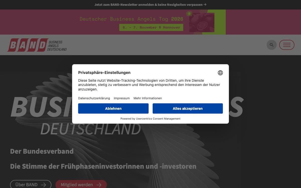 BAND - Business Angels Deutschland website preview