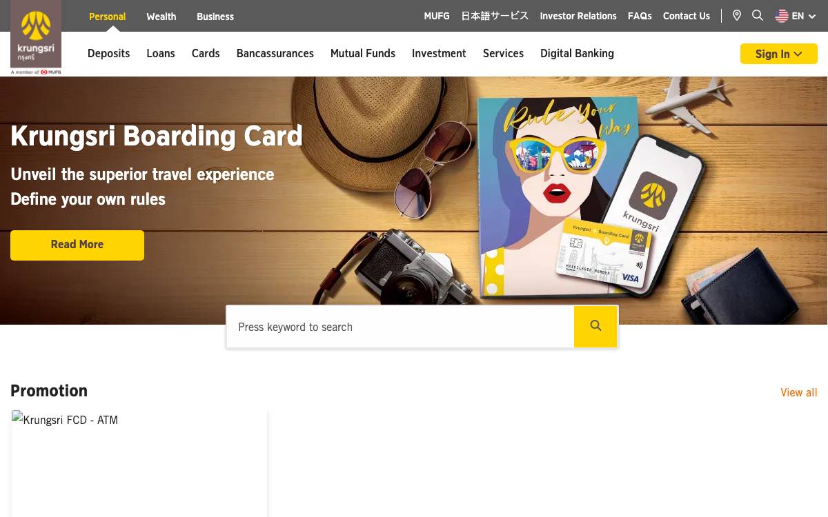 Bank of Ayudhya website preview