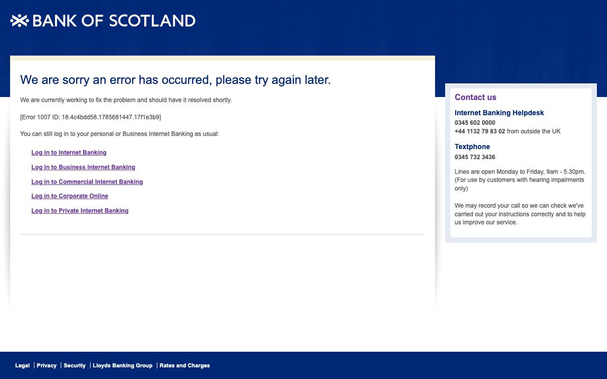 Bank of Scotland website preview