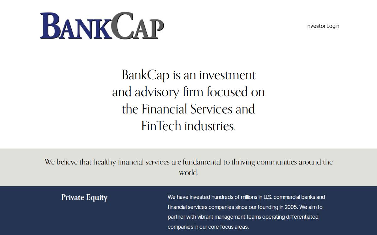 BankCap Partners website preview
