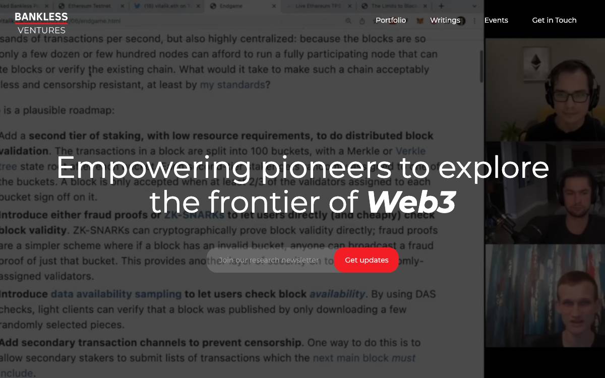 Bankless Ventures website preview