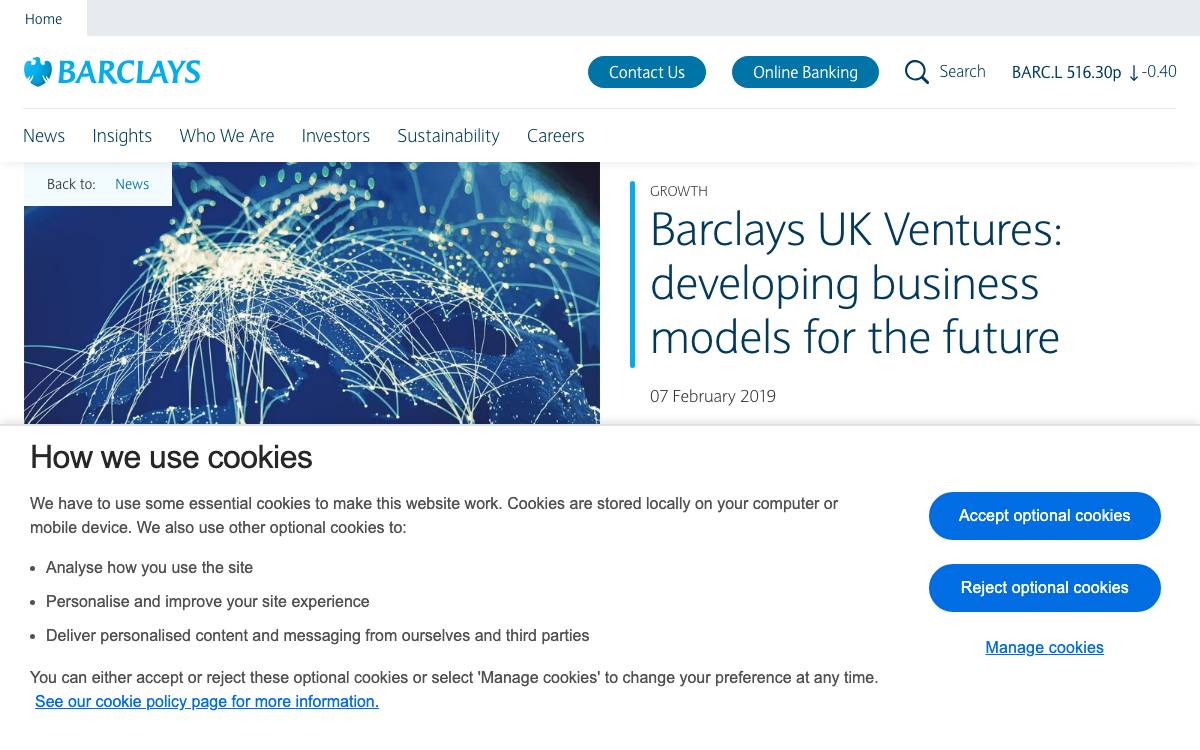Barclays Ventures website preview