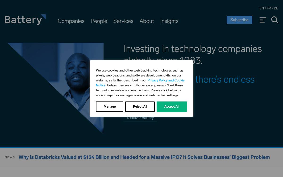 Battery Ventures website preview