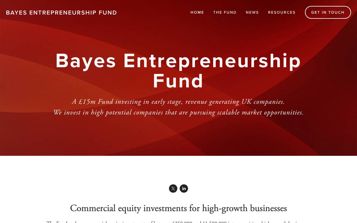 Bayes Entrepreneurship Fund website preview