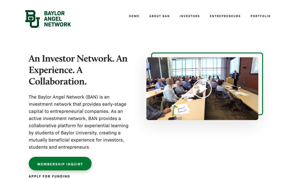 Baylor Angel Network website preview