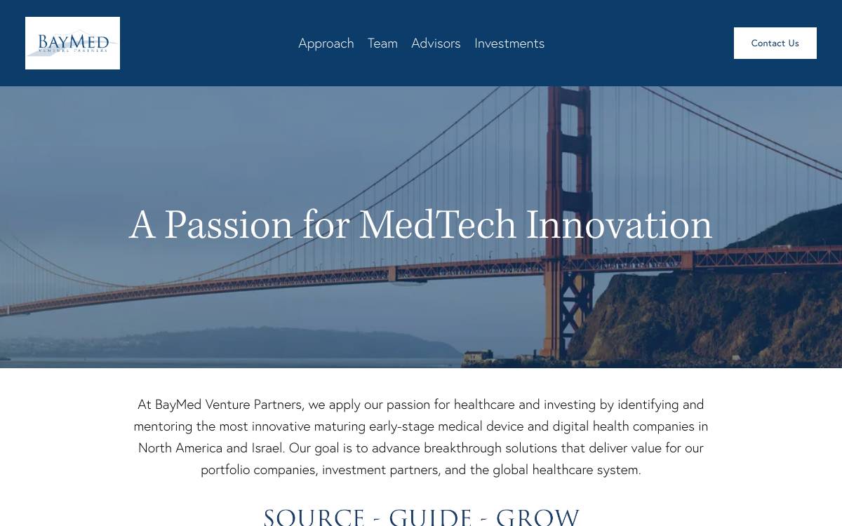 BayMed Venture Partners website preview