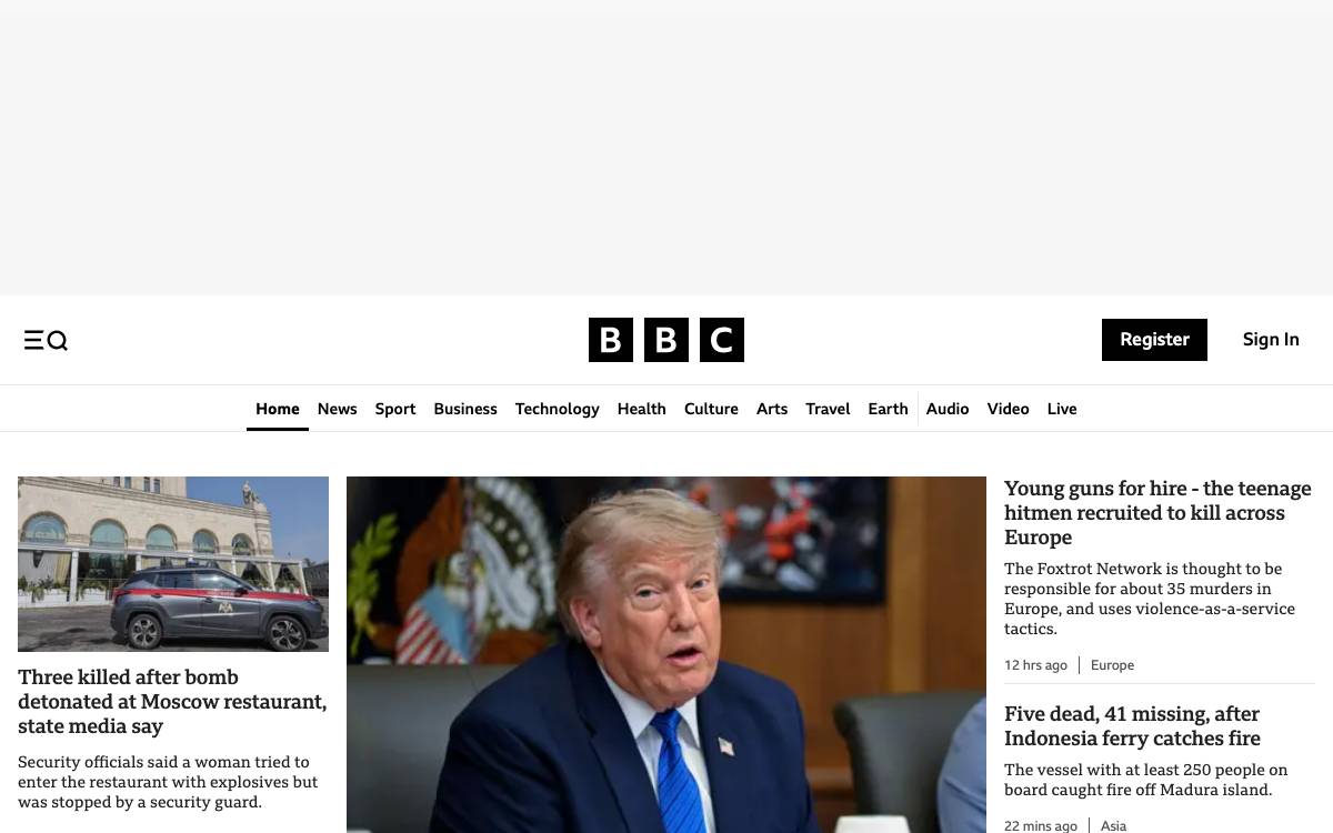 BBC website preview