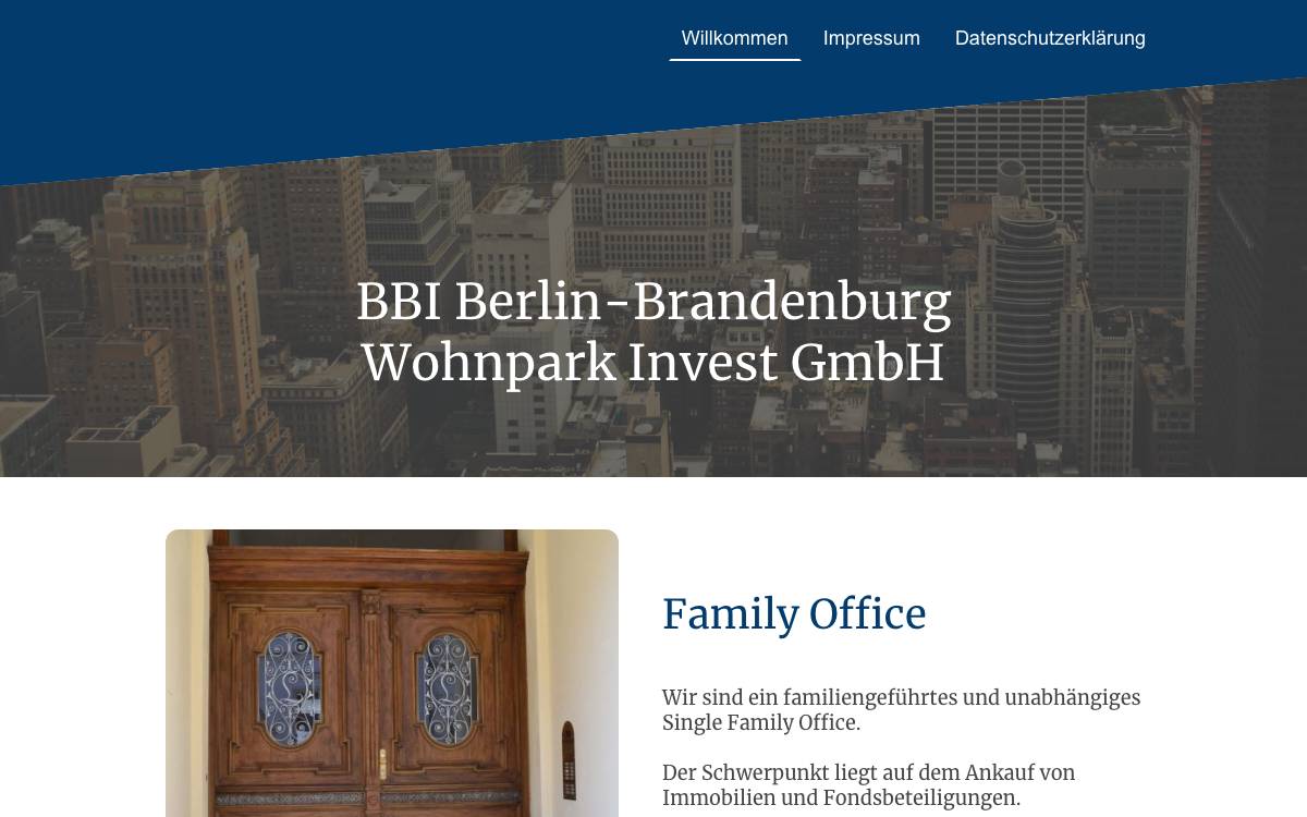 BBI Berlin-Brandenburg Wohnpark Invest GmbH website preview