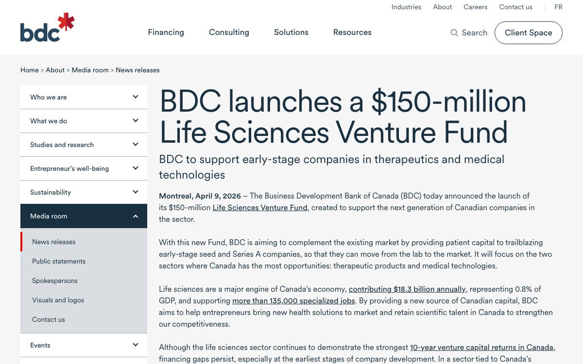 BDC Life Sciences Venture Fund website preview