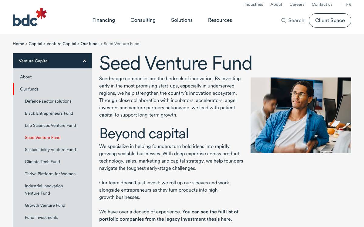 BDC Seed Venture Fund website preview