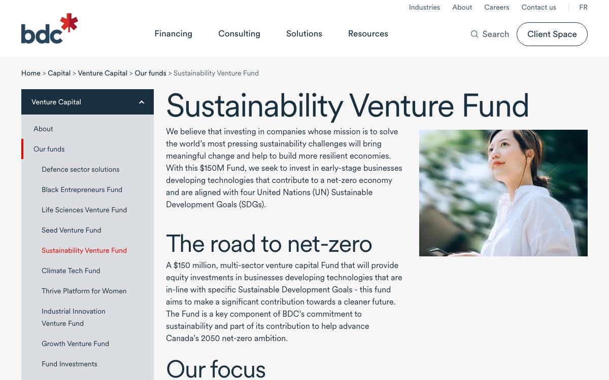 BDC Sustainability Venture Fund website preview