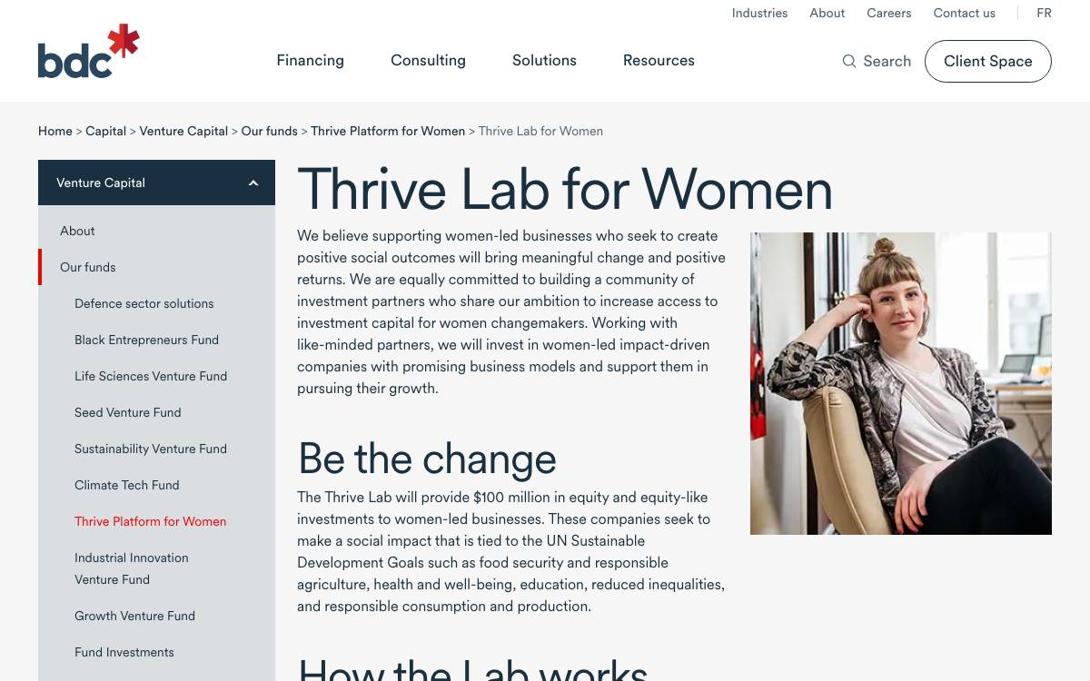 BDC Thrive Lab for Women website preview
