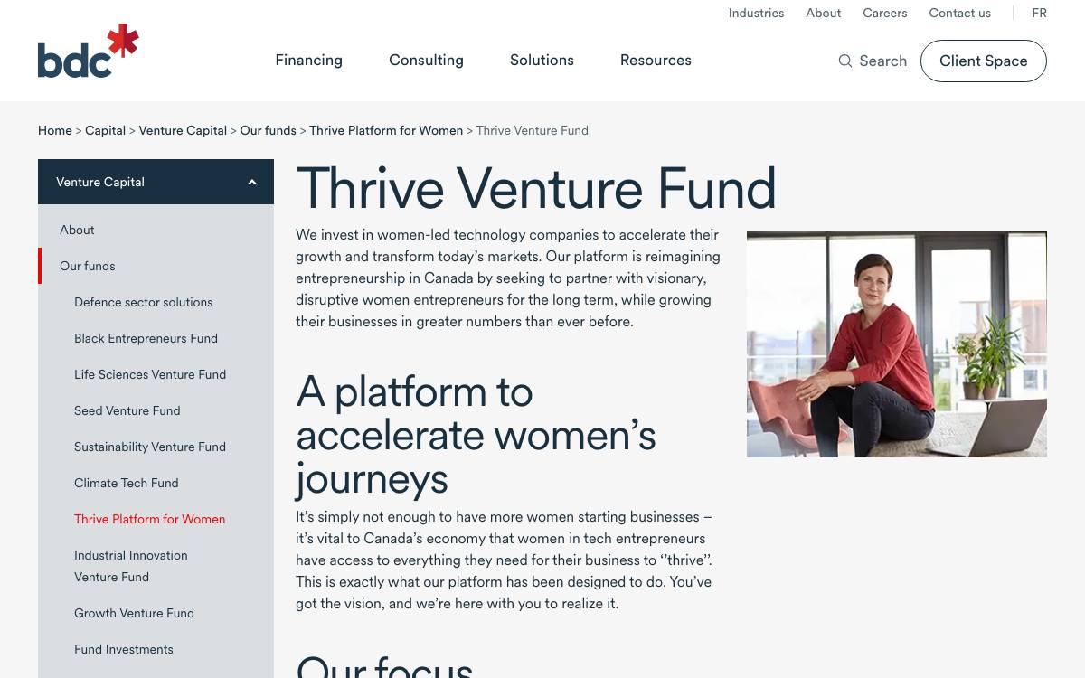 BDC Thrive Venture Fund for Women website preview