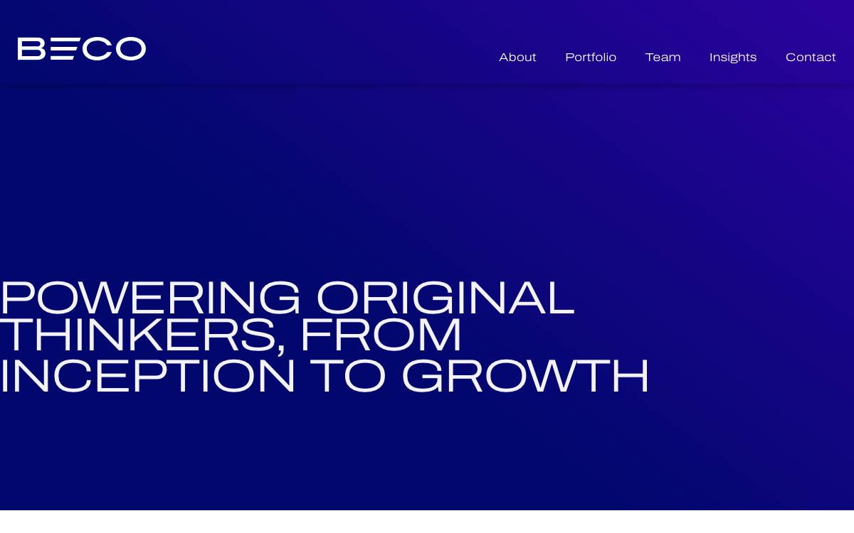 BECO Capital website preview