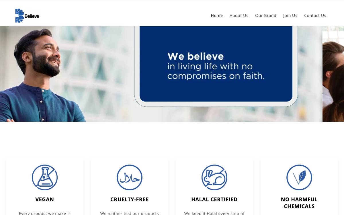 Believe website preview