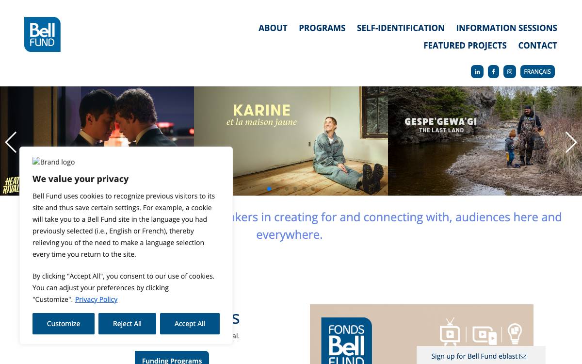 Bell Fund website preview