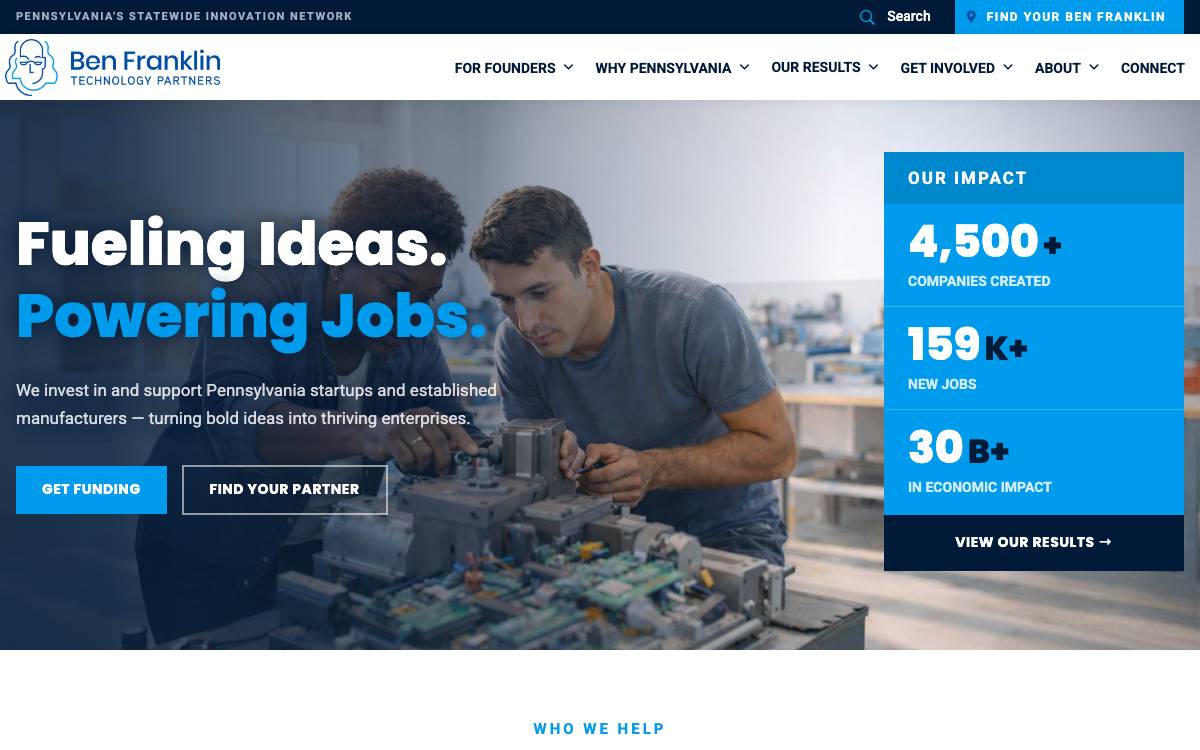 Ben Franklin Technology Partners website preview