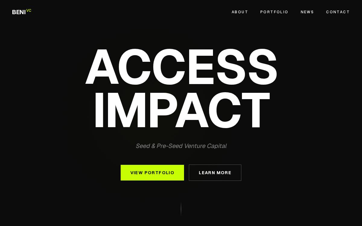 Beni Venture Capital website preview
