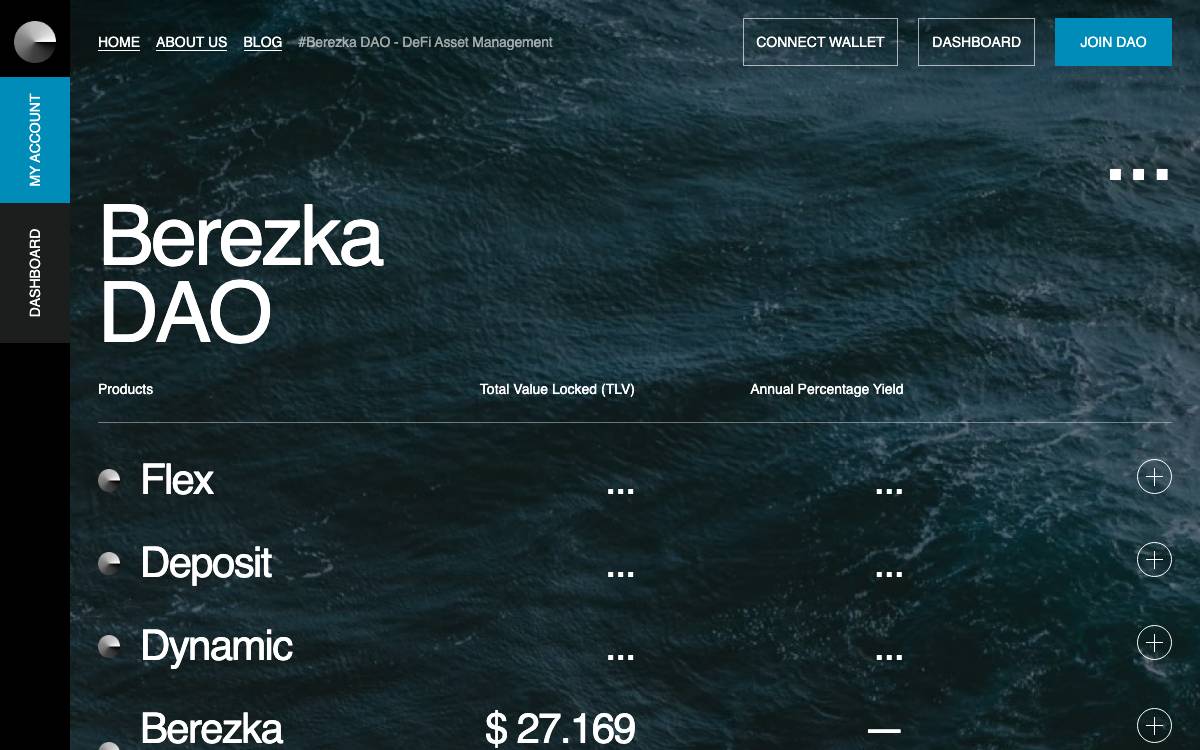 Berezka DAO website preview