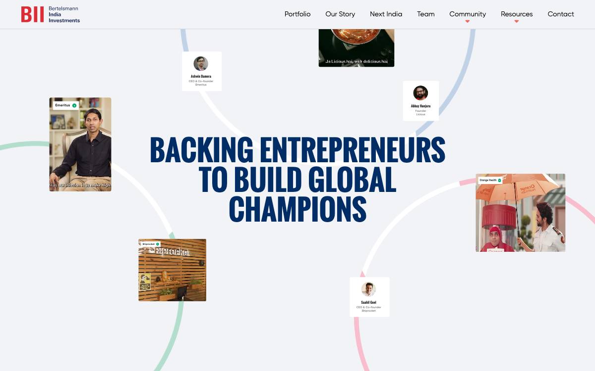Bertelsmann India Investments website preview