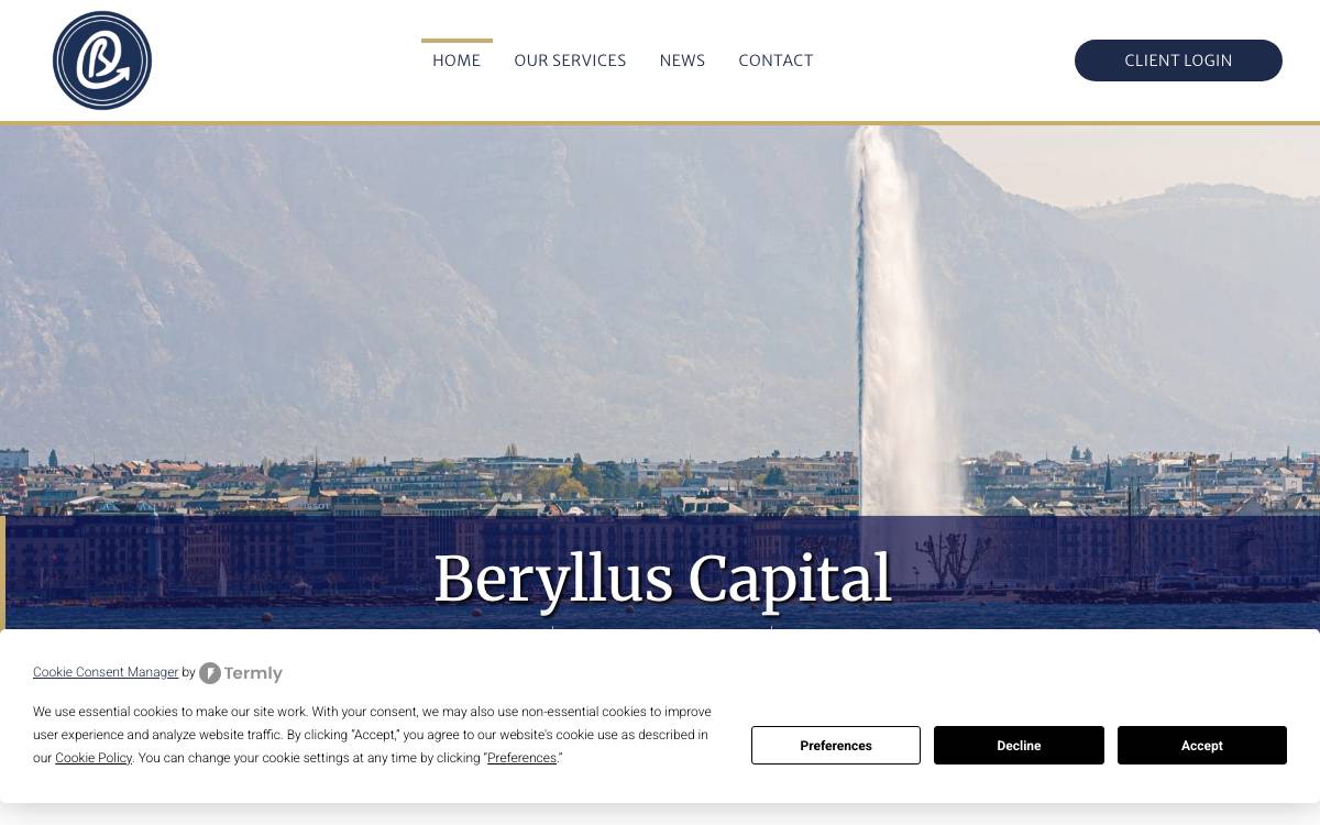Beryllus Capital website preview