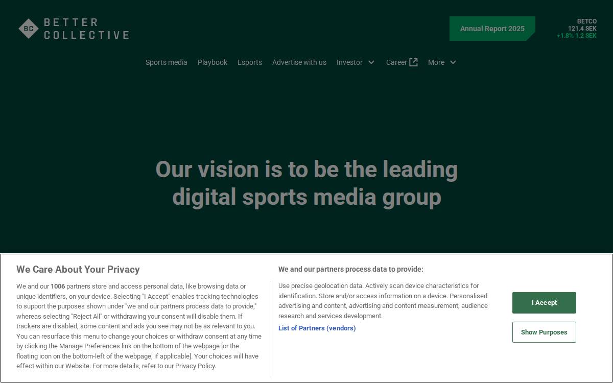 Better Collective website preview