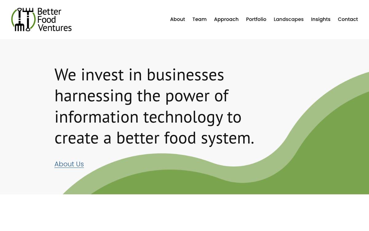 Better Food Ventures website preview