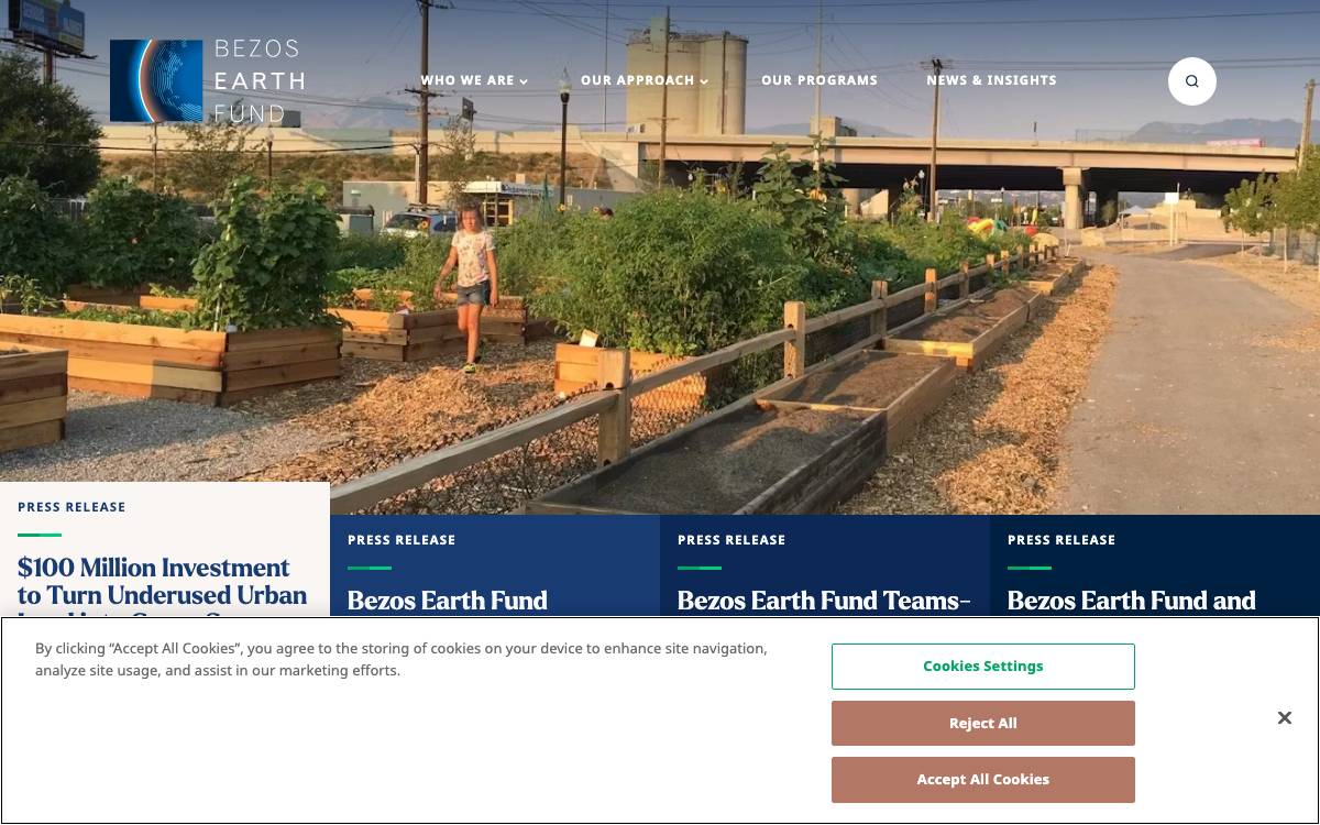 Bezos Earth Fund website preview