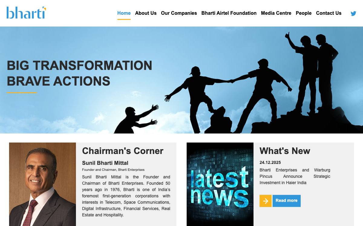 Bharti Enterprises website preview