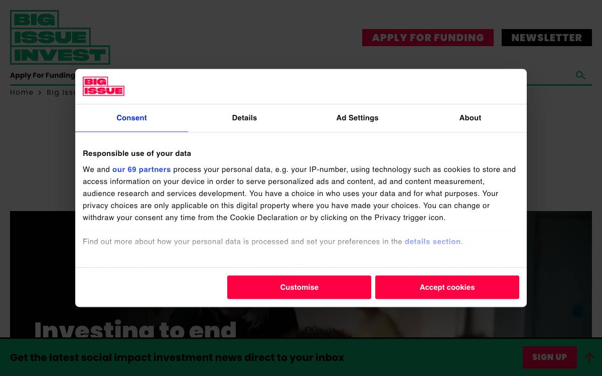 Big Issue Invest website preview