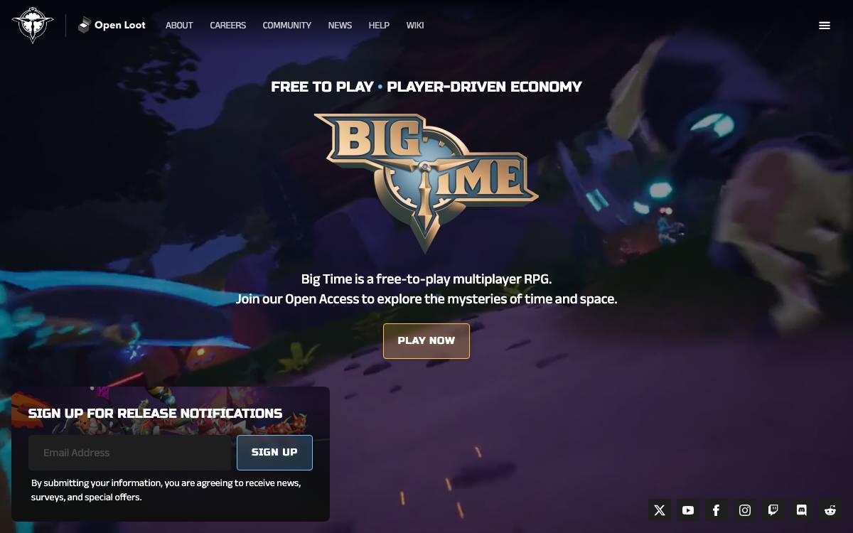 Big Time Games website preview