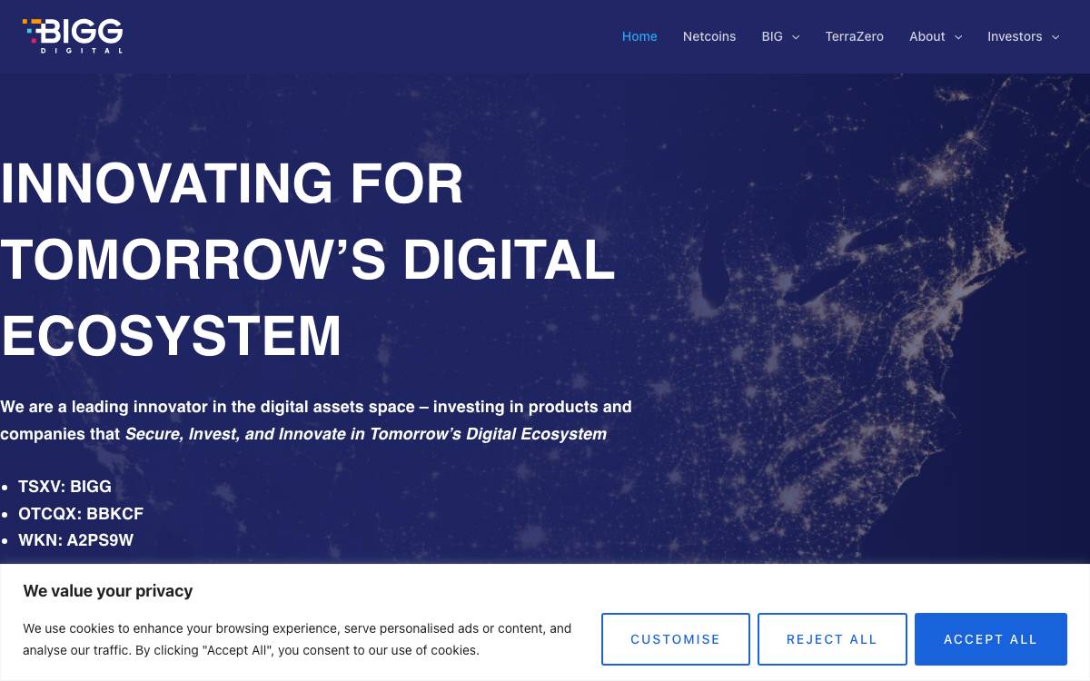 Bigg Digital Assets website preview