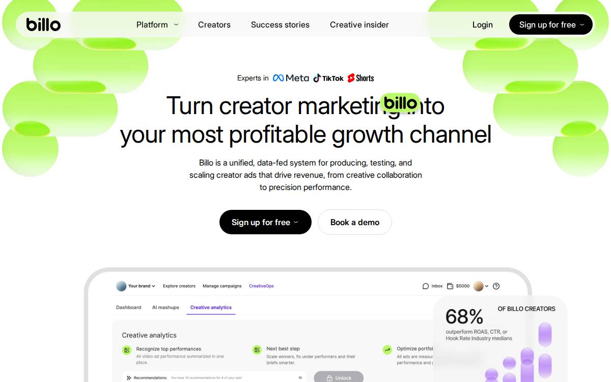 Billo website preview