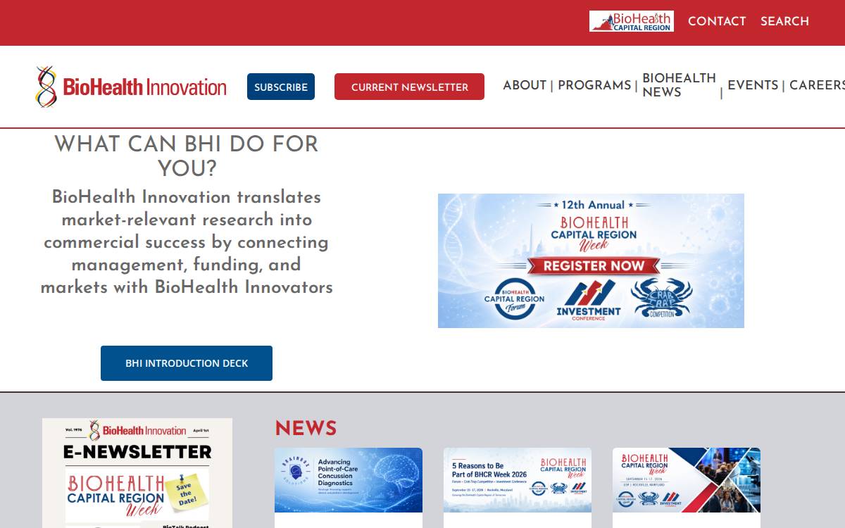BioHealth Innovation, Inc. website preview