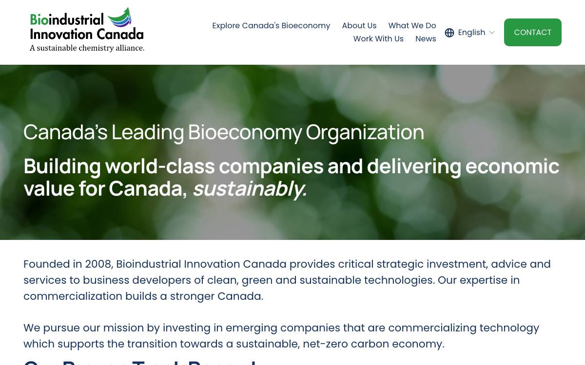 Bioindustrial Innovation Canada website preview