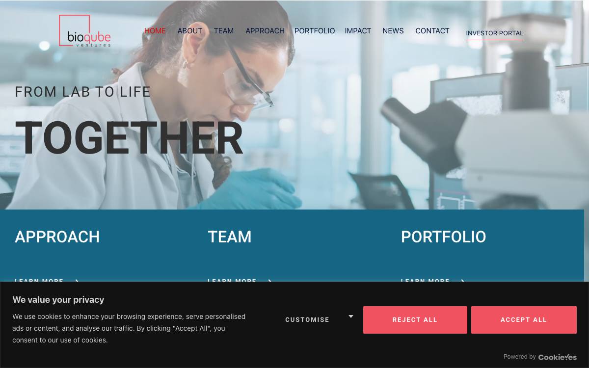 Bioqube Ventures website preview