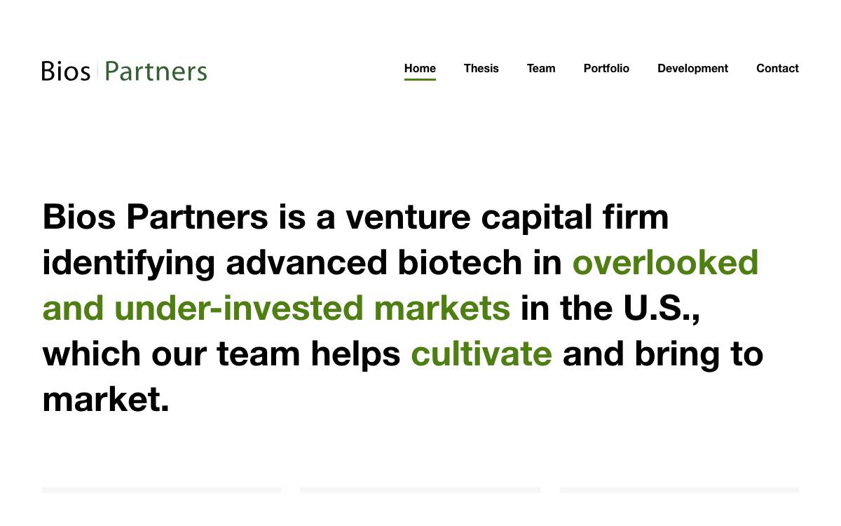 Bios Partners website preview