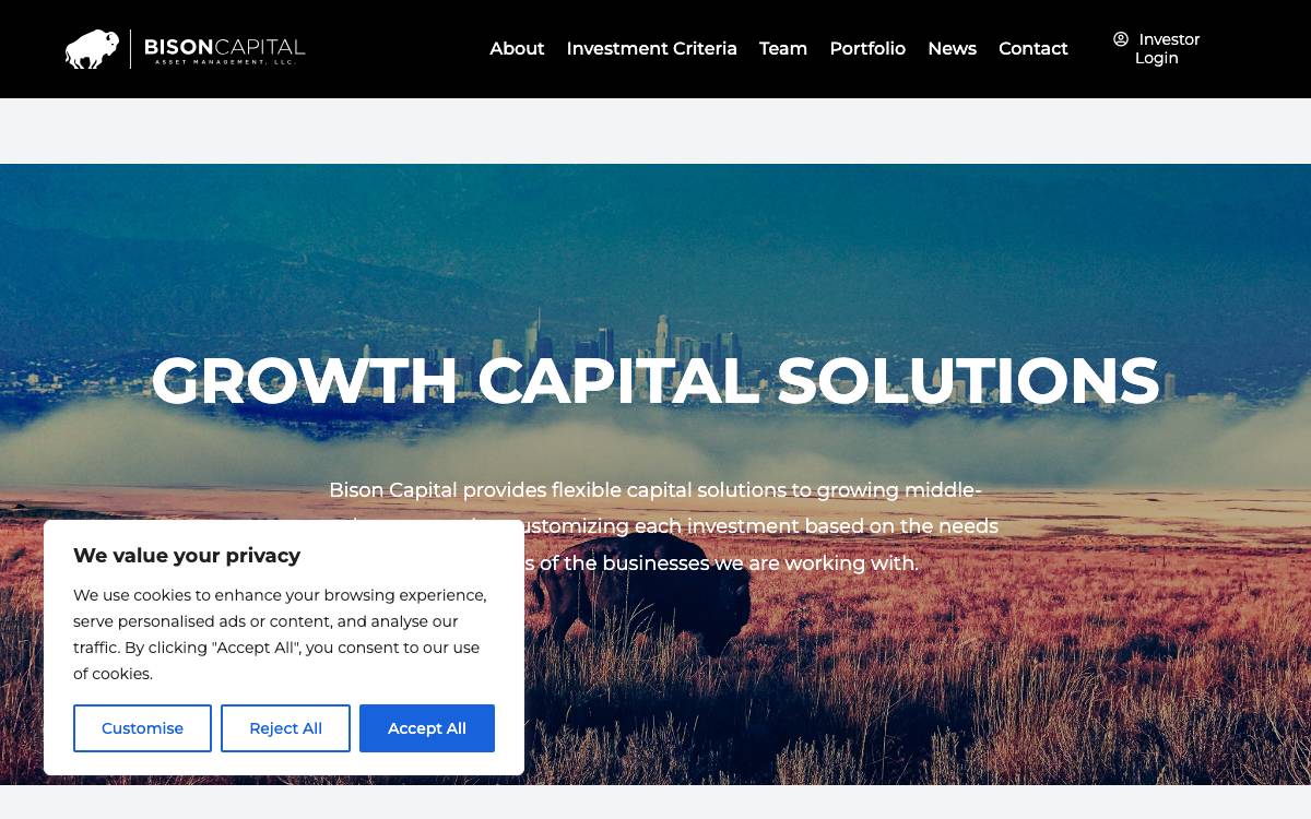 Bison Capital website preview