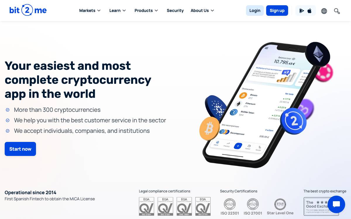 Bit2Me website preview