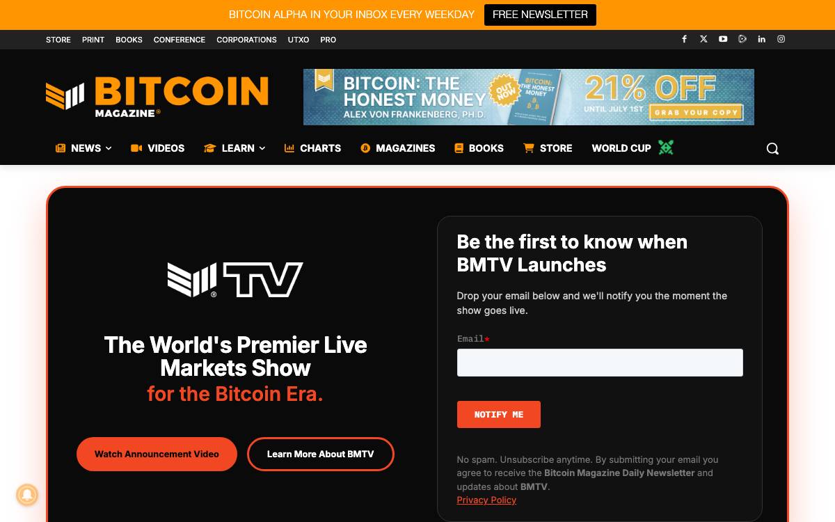 Bitcoin Magazine website preview