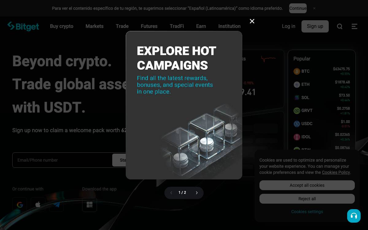 Bitget website preview
