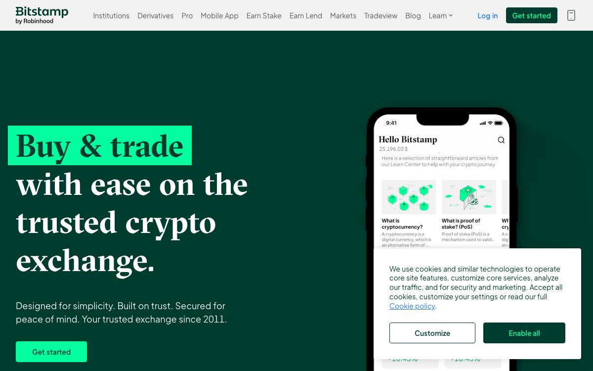 Bitstamp website preview