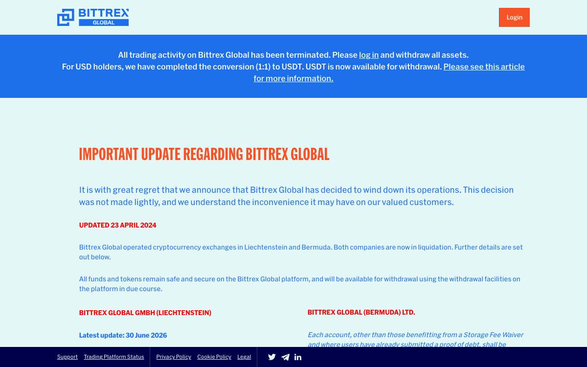 Bittrex Global website preview