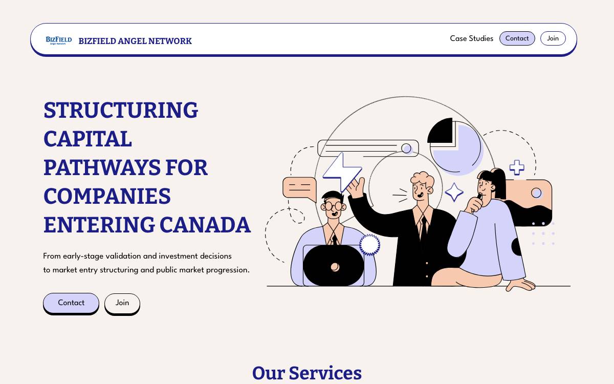 Bizfield Angel Network website preview