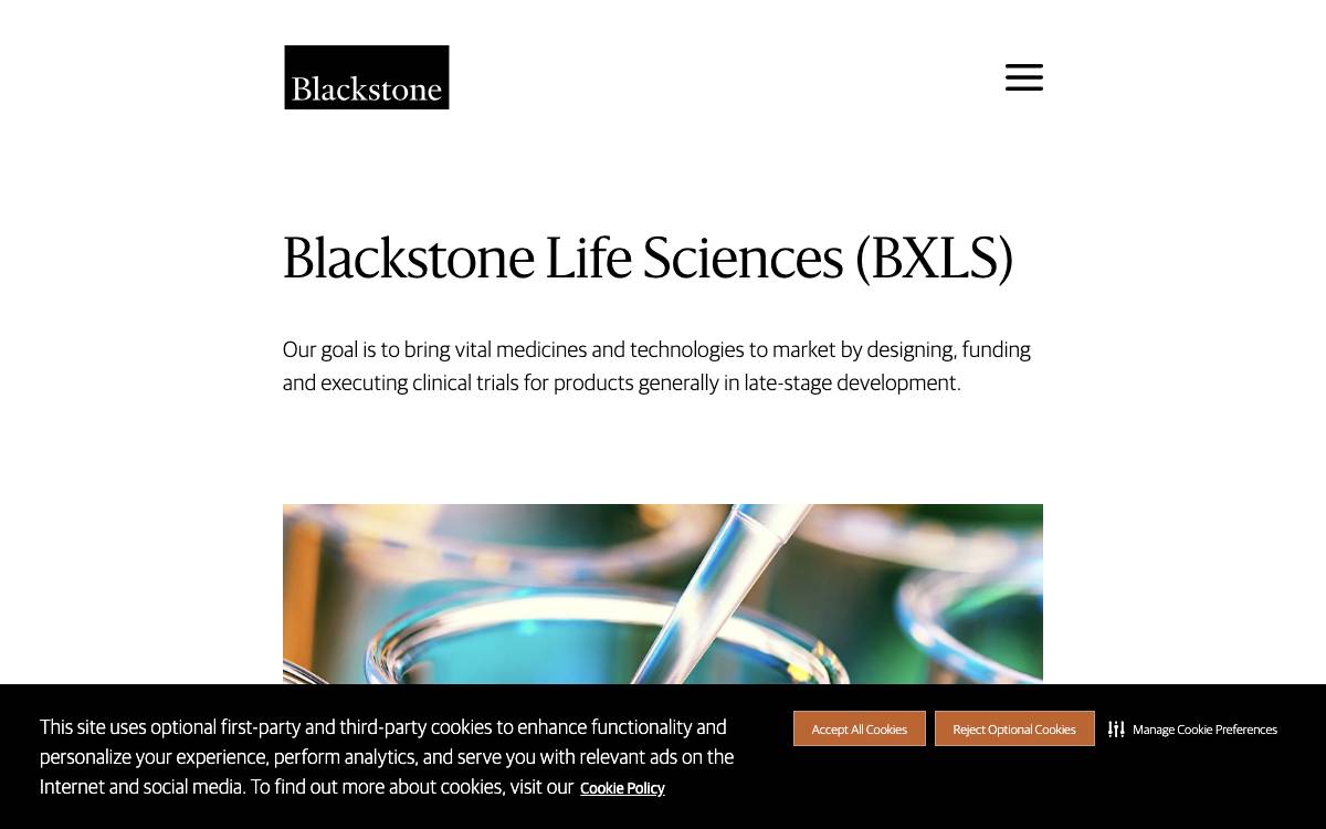 Blackstone Life Sciences website preview